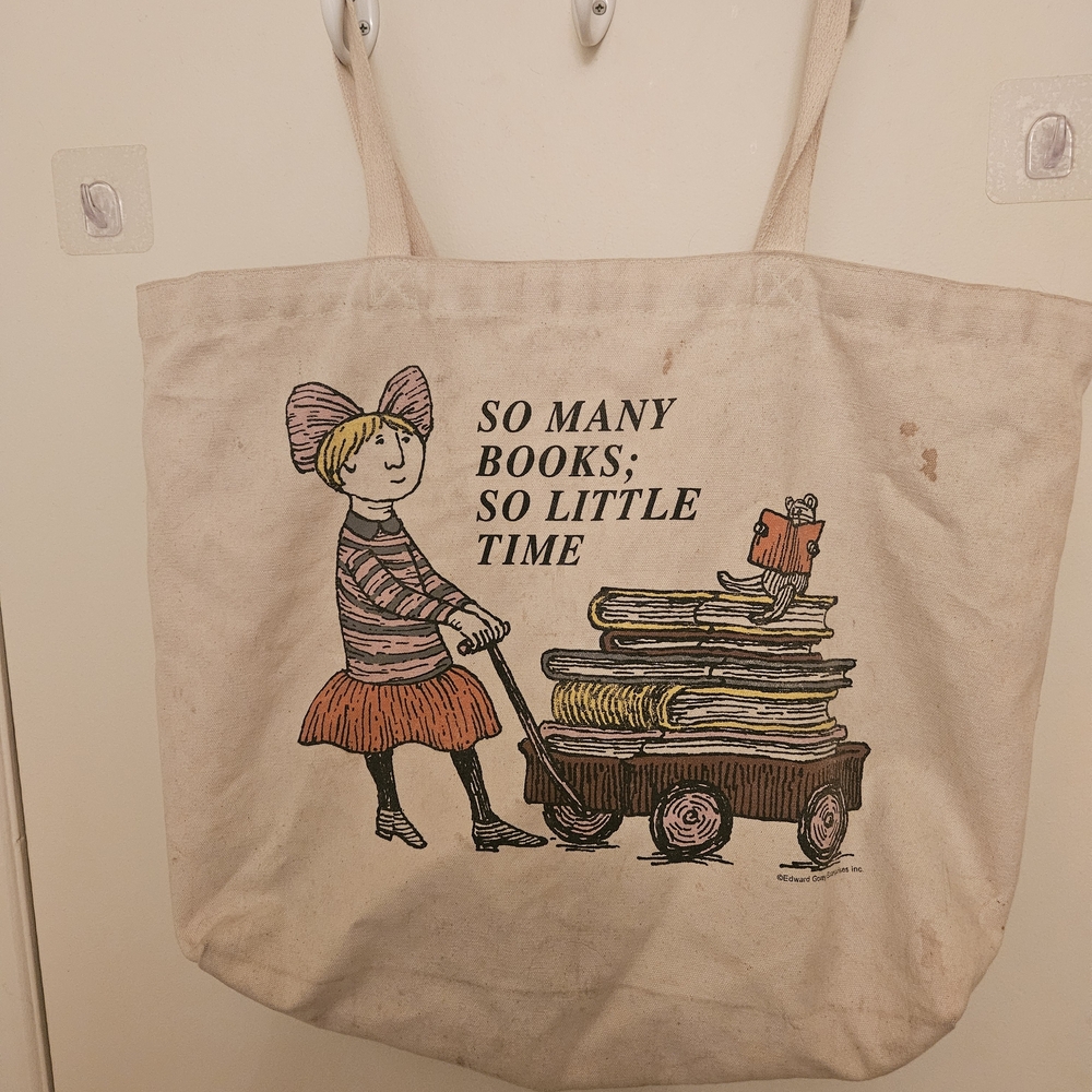 Canvas Tote Bag with Book Graphic